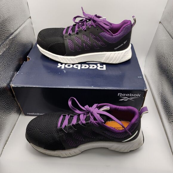 Reebok Fusion Flexweave Work Shoes Women 7.5 M BlackComposite Toe Missing Insole - Picture 7 of 16